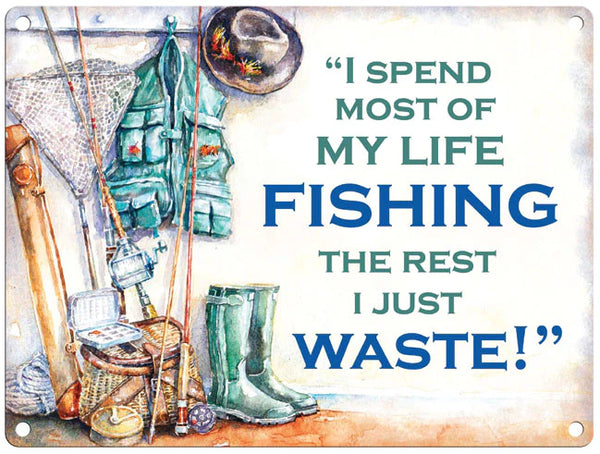 Mini Metal Sign-Fishing-Not Wasting Time – Macey Sports
